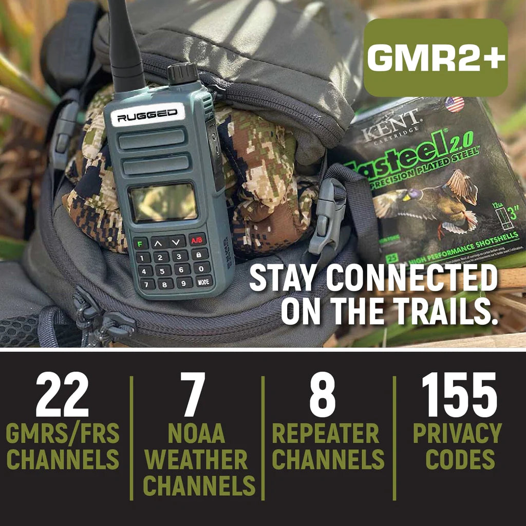 Rugged Radios - GMR2 PLUS GMRS and FRS Two Way Handheld Radio - Grey