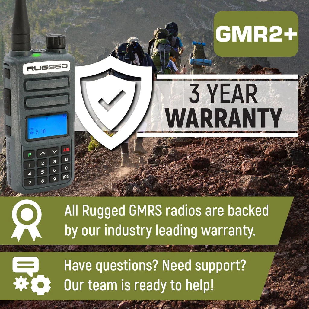 Rugged Radios - GMR2 PLUS GMRS and FRS Two Way Handheld Radio - Grey