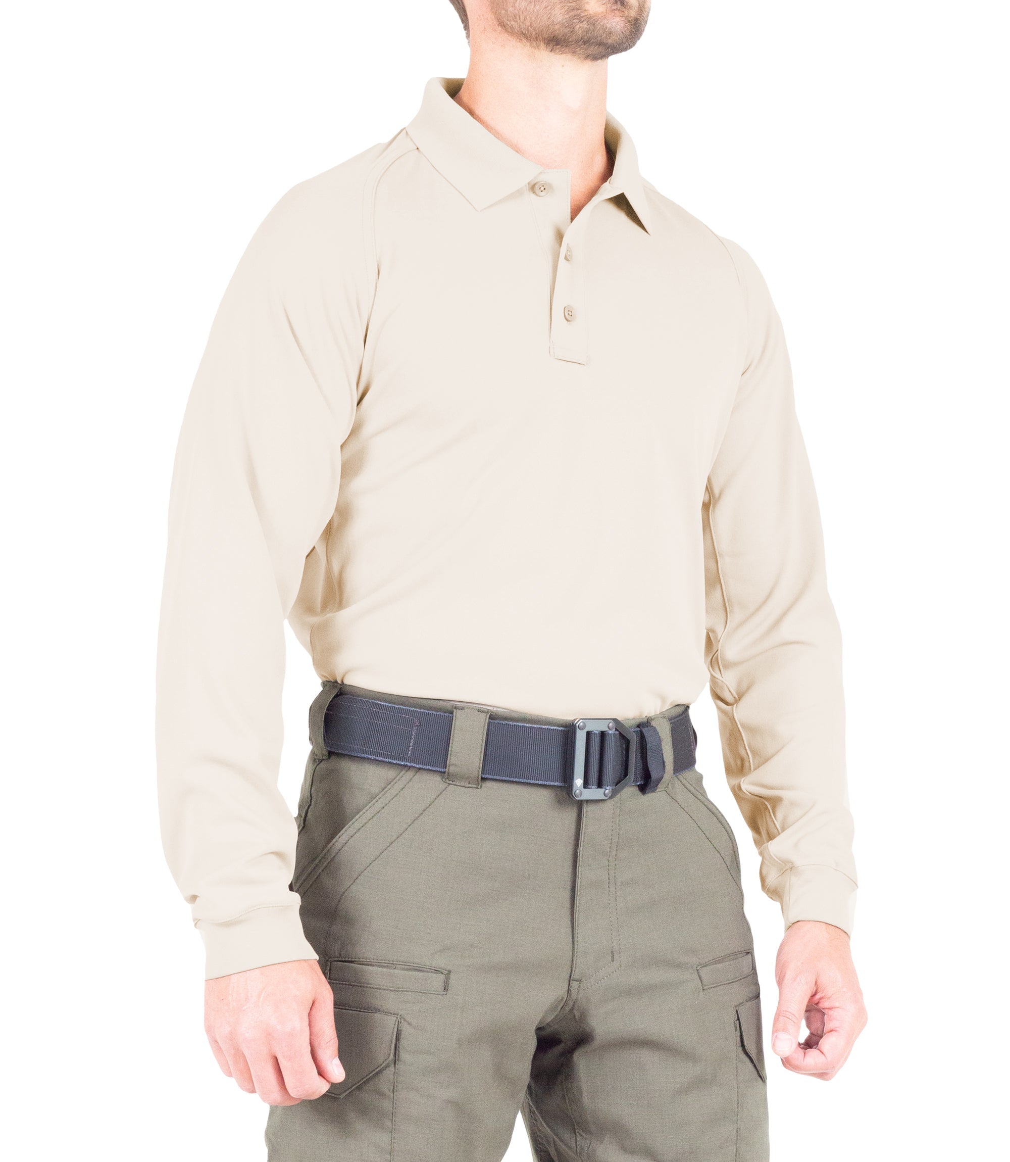 First Tactical - Men's Performance Long Sleeve Polo / Silver Tan