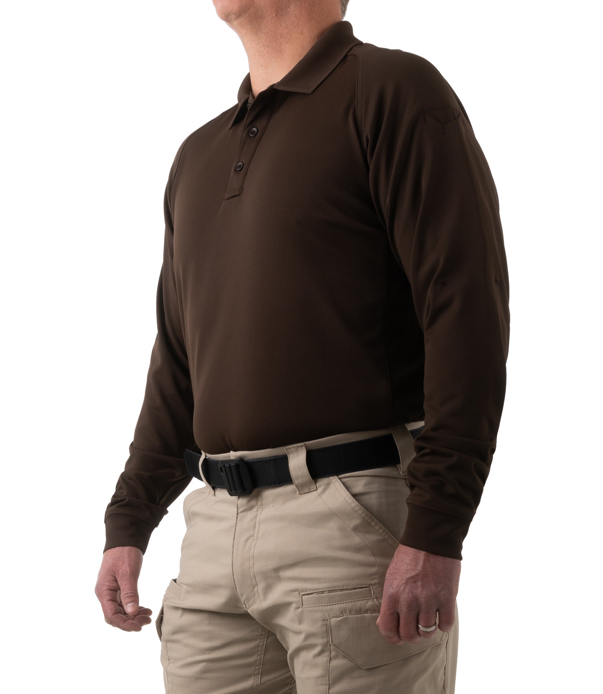 First Tactical Men's Performance Long Sleeve Polo / Kodiak Brown