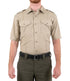 Front of Men's Pro Duty Uniform Short Sleeve Shirt in Silver Tan