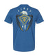 Back of Eagle Shield T-Shirt in Heather Cool Blue