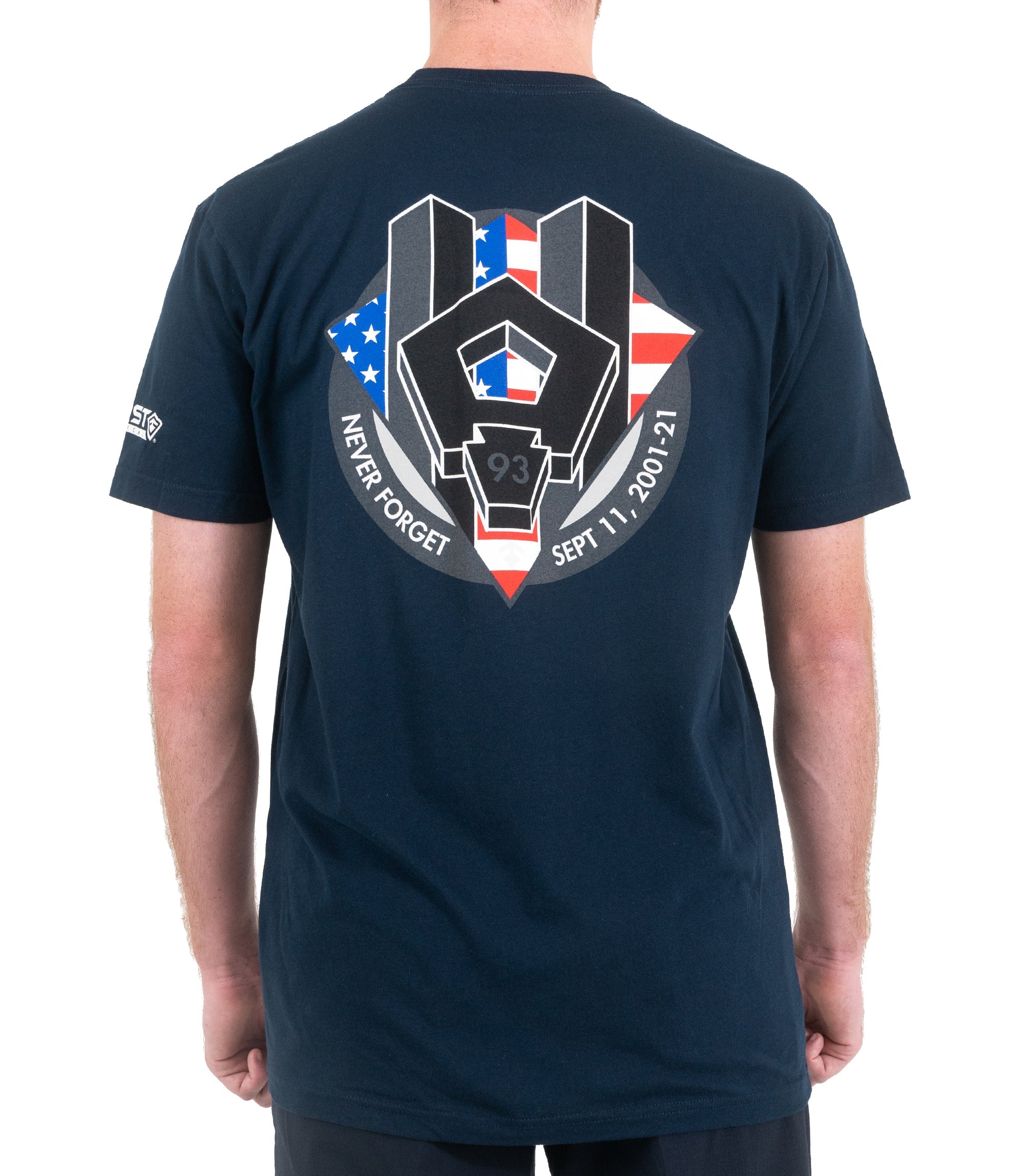 Back of 9/11 Tribute T-Shirt in Midnight Navy