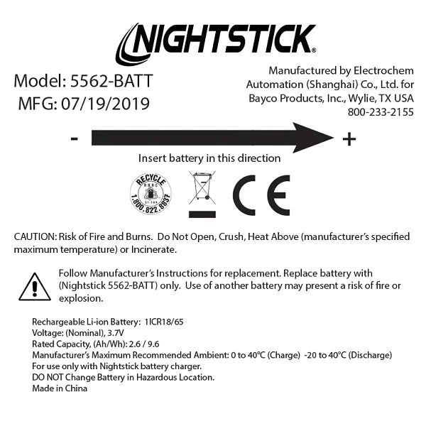 Nightstick - Replacement Li-Ion Battery - XPR-5562GX