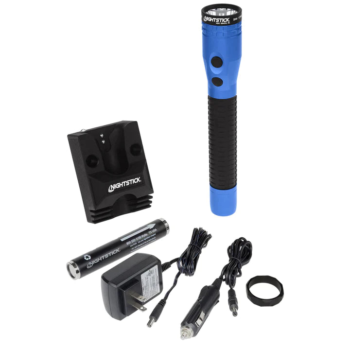 Nightstick - Metal Duty/Personal-Size Dual-Light Flashlight w/Magnet - Li-Ion - Blue