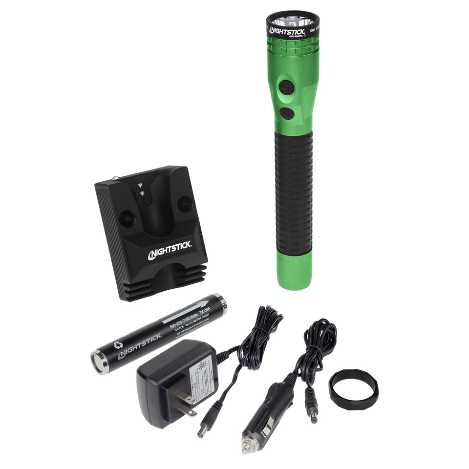 Nightstick - Metal Duty/Personal-Size Dual-Light Flashlight w/Magnet - Li-Ion - Green