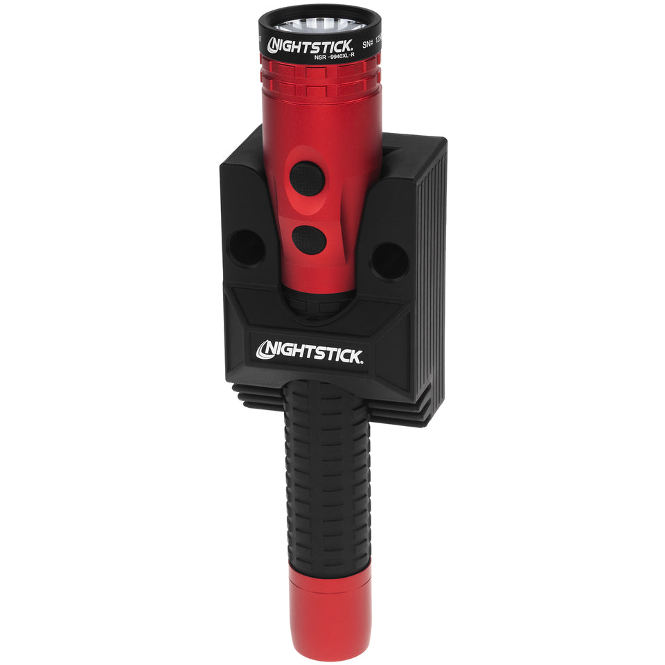 Nightstick - Metal Duty/Personal-Size Dual-Light Flashlight w/Magnet - Li-Ion - Red