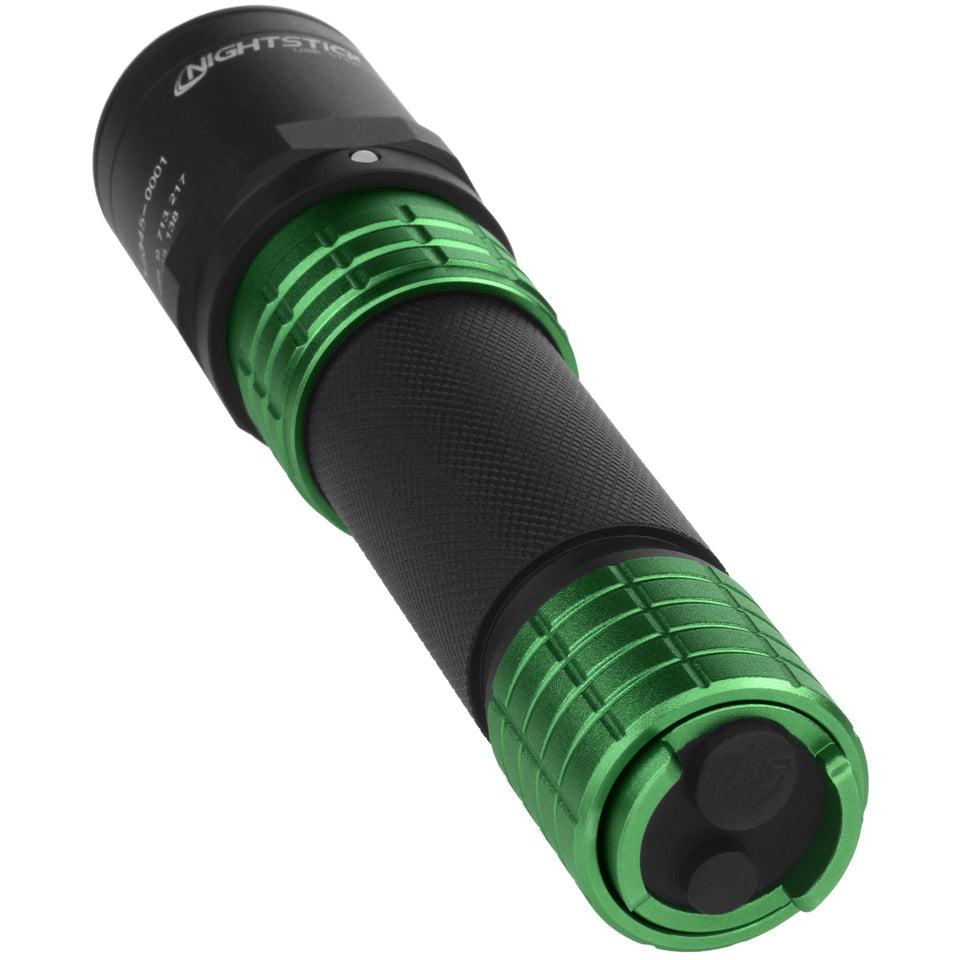 Nightstick - Metal USB Dual-Light Tactical Flashlight w/Holster - Li-Ion - Green