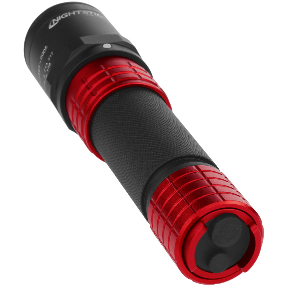 Nightstick - Metal USB Dual-Light Tactical Flashlight w/Holster - Li-Ion - Red