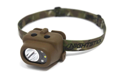 Nightstick - Multi Function Headlamp w/White Spot - White/Red/Green Flood - 3 AAA - Flat Dark Earth w/Camo Strap