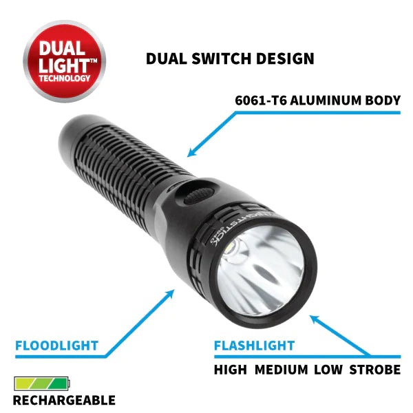 Nightstick - Metal Duty/Personal-Size Dual-Light Flashlight - Li-Ion - Black