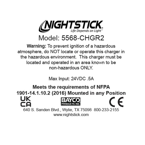 Nightstick - Snap-in Rapid Charger - 5568 INTRANT™ Series