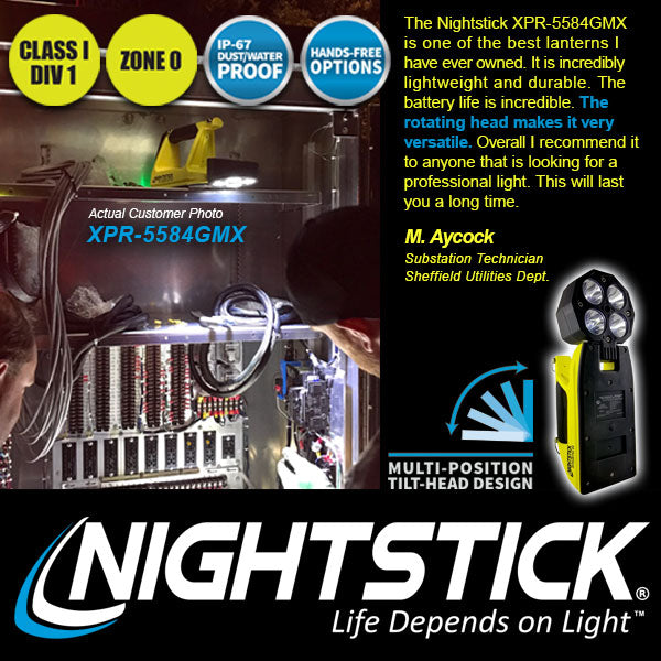 Nightstick - INTEGRITAS™ 84 Intrinsically Safe Lantern w/Magnet & Articulating Head - Li-Ion - Green - UL913 / ATEX