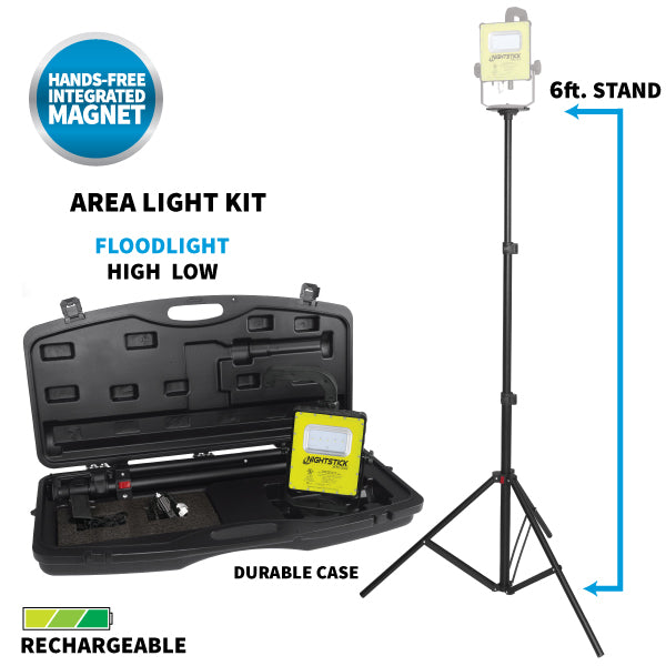 Nightstick - Intrinsically Safe Magnetic Scene Light Kit w/6' Tripod & Blow Molded Case - Li-Ion - Green - UL913 / ATEX