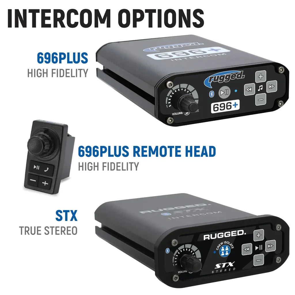 Rugged Radios Can-Am Maverick X3 Complete Communication Kit with Intercom and 2-Way Radio - 696 Plus Intercom, G1 GMRS Radio, Dash Mount