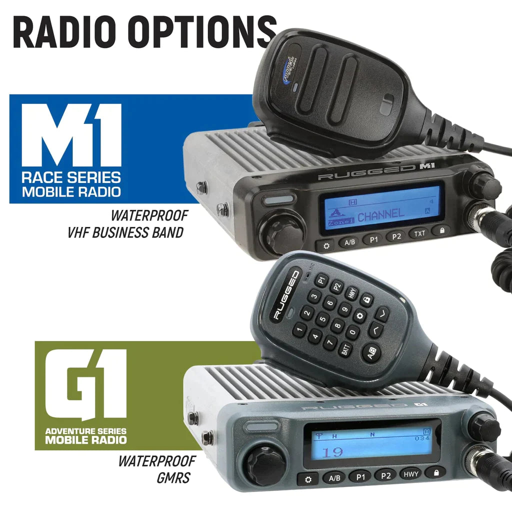 Rugged Radios Kawasaki Teryx KRX Complete Communication Kit with Intercom and 2-Way Radio - 696 Plus Intercom, G1 GMRS Radio, Top Mount