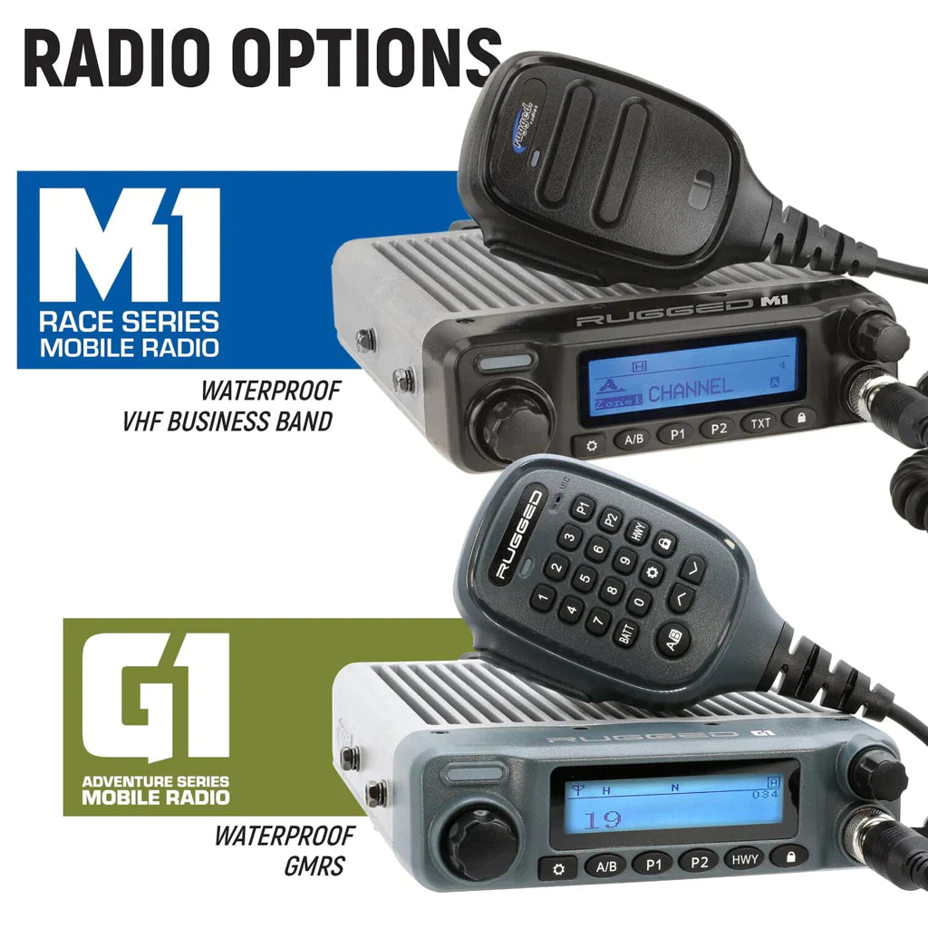 Rugged Radios Polaris RZR RS1 Complete Communication Kit with Bluetooth and 2-Way Radio - M1 VHF Business Band Radio